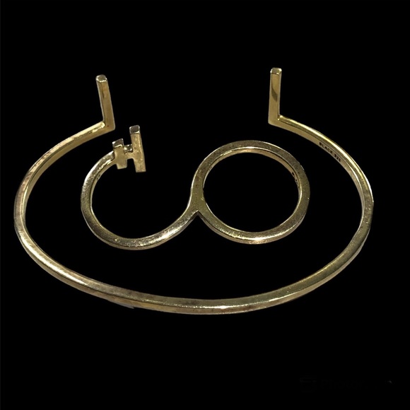 Maria Black Gold over Sterling Double Finger Ring & Cuff Bracelet Set - Picture 4 of 10